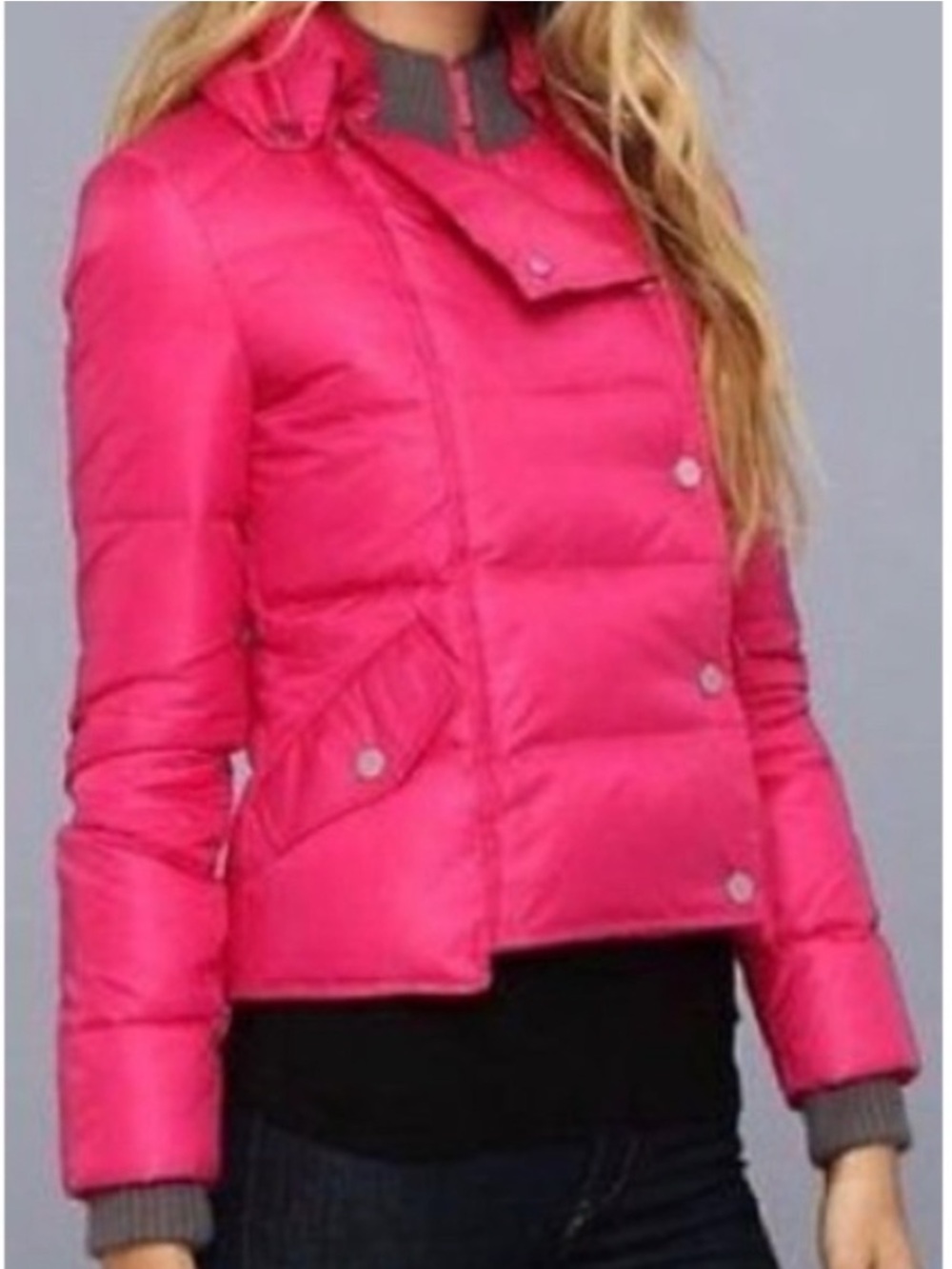 BCBG MaxAzria Isaac Duck Down Puffer Coat magenta begonia small warm